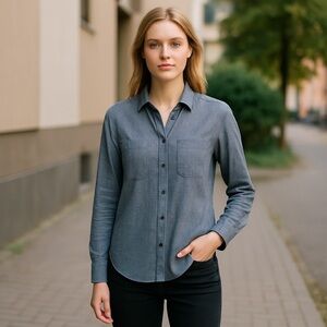 Topshop Blue Button-Down Shirt